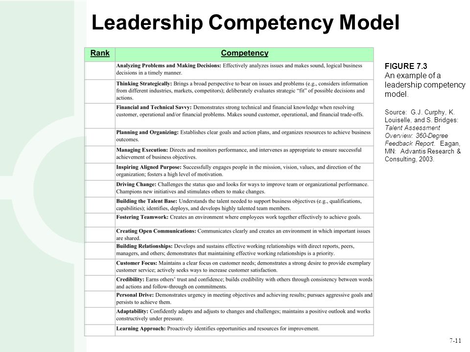 Health leadership competency model